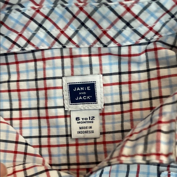 Janie and Jack Plaid Shirt and Navy Pants Set - Picture 4 of 9